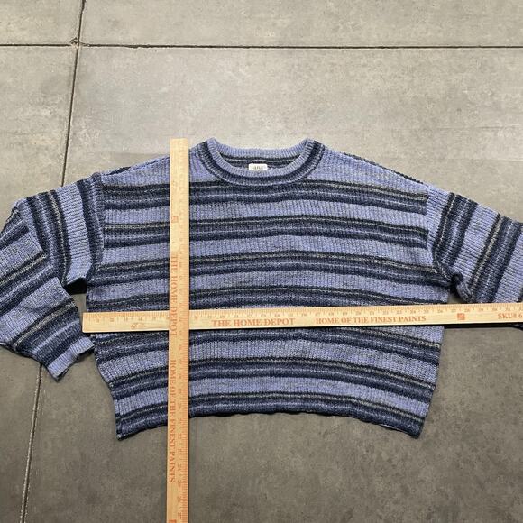 a.n.a A New Approach Sweater Womens 2XL Blue Gray Striped Knit Crewneck Pullover - Picture 2 of 6